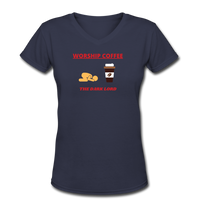 Coffee gifts- "COFFEE THE DARK LORD" Women's V-Neck T-Shirt - navy