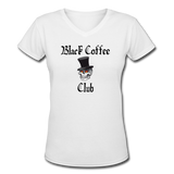 Coffee gifts- "BLACK COFFEE CLUB" Women's V-Neck T-Shirt - white