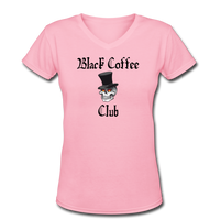 Coffee gifts- "BLACK COFFEE CLUB" Women's V-Neck T-Shirt - pink