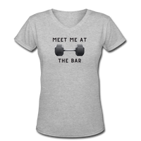 Gym shirts- "MEET ME" Women's V-Neck T-Shirt - gray