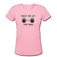 Gym shirts- "MEET ME" Women's V-Neck T-Shirt - pink