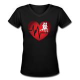 Gym Shirts- "CARDIO COUPLE" Women's V-Neck T-Shirt - black