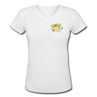 Gym Shirts- WORK OUT Women's V-Neck T-Shirt - white