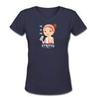 Gym Shirts- "MOM STRONG" Women's V-Neck T-Shirt - navy