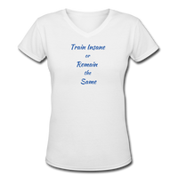 Gym Shirts- "TRAIN INSANE" Women's V-Neck T-Shirt - white