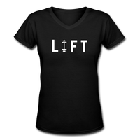 Gym Shirts- "I LIFT" Women's V-Neck T-Shirt - black