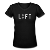 Gym Shirts- "I LIFT" Women's V-Neck T-Shirt - black