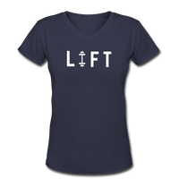 Gym Shirts- "I LIFT" Women's V-Neck T-Shirt - navy