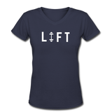 Gym Shirts- "I LIFT" Women's V-Neck T-Shirt - navy