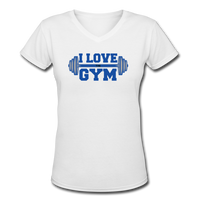 Gym Shirts- "I LOVE THE GYM" Women's V-Neck T-Shirt - white