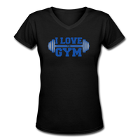 Gym Shirts- "I LOVE THE GYM" Women's V-Neck T-Shirt - black