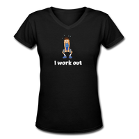 Gym shirts- "I WORKOUT SHIRT"  Women's V-Neck T-Shirt - black