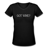 Beer shirts- "GOT WINE?" Women's V-Neck T-Shirt - black