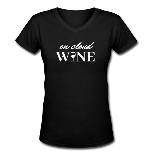Beer shirts- "CLOUD WINE" Women's V-Neck T-Shirt - black
