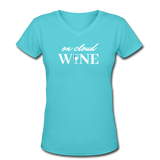 Beer shirts- "CLOUD WINE" Women's V-Neck T-Shirt - aqua