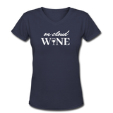 Beer shirts- "CLOUD WINE" Women's V-Neck T-Shirt - navy