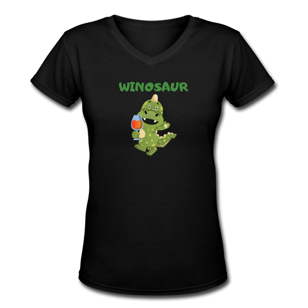 Beer shirts- "WINOSAUR" Women's V-Neck T-Shirt - black