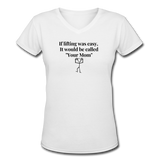 Gym shirts- "YOUR MOM" Women's V-Neck T-Shirt - white