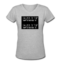 Beer shirts- "DILLY DILLY" Women's V-Neck T-Shirt - gray