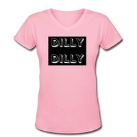 Beer shirts- "DILLY DILLY" Women's V-Neck T-Shirt - pink