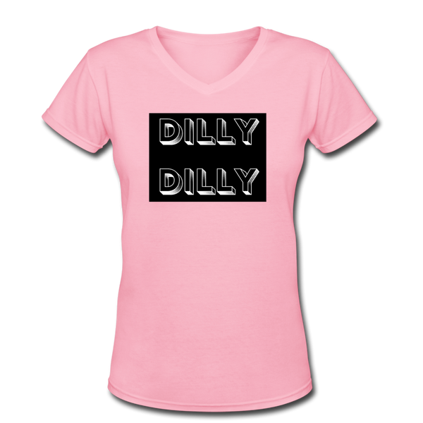 Beer shirts- "DILLY DILLY" Women's V-Neck T-Shirt - pink