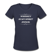 Beer shirts- "WHISKEY IS MY SPIRIT ANIMAL" Women's V-Neck T-Shirt - navy
