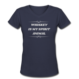 Beer shirts- "WHISKEY IS MY SPIRIT ANIMAL" Women's V-Neck T-Shirt - navy