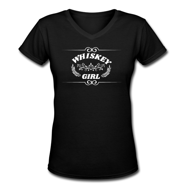 Beer shirts- "WHISKEY GIRL" Women's V-Neck T-Shirt - black