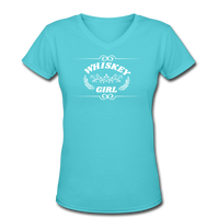 Beer shirts- "WHISKEY GIRL" Women's V-Neck T-Shirt - aqua