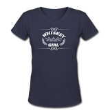 Beer shirts- "WHISKEY GIRL" Women's V-Neck T-Shirt - navy