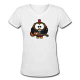 Random Designs- "ROCKIN HOOTER" Women's V-Neck T-Shirt - white