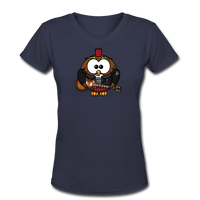 Random Designs- "ROCKIN HOOTER" Women's V-Neck T-Shirt - navy