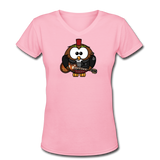 Random Designs- "ROCKIN HOOTER" Women's V-Neck T-Shirt - pink