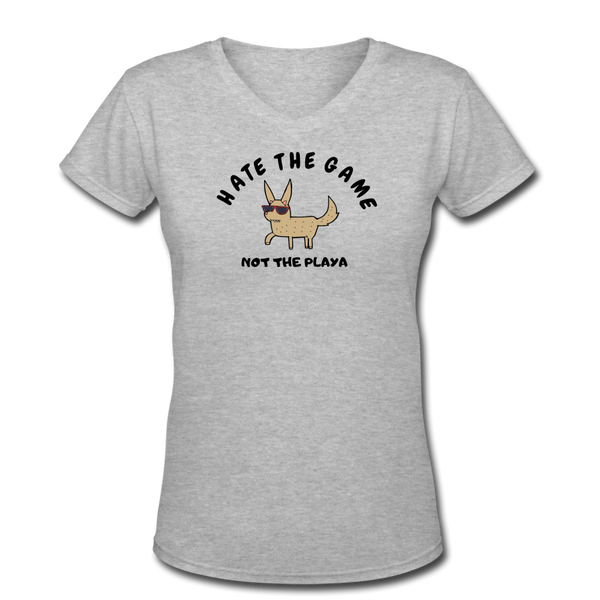 Random shirts- "HATE THE GAME" Women's V-Neck T-Shirt - gray