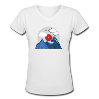 Random shirts- "RECORD MOUNTAINS" Women's V-Neck T-Shirt - white