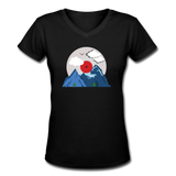 Random shirts- "RECORD MOUNTAINS" Women's V-Neck T-Shirt - black