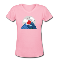Random shirts- "RECORD MOUNTAINS" Women's V-Neck T-Shirt - pink