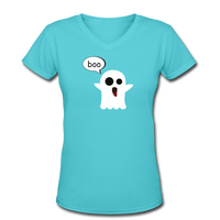 Random designs- "BOO" Women's V-Neck T-Shirt - aqua