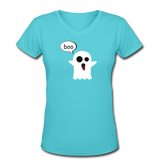 Random designs- "BOO" Women's V-Neck T-Shirt - aqua