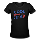 Random designs- "COOL YOUR JETS" Women's V-Neck T-Shirt - black