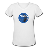 Random Designs- "NASA/ASTRO" Women's V-Neck T-Shirt - white