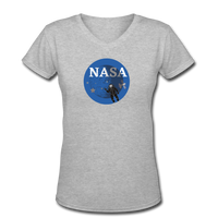 Random Designs- "NASA/ASTRO" Women's V-Neck T-Shirt - gray