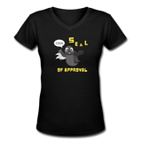 Random designs- "SEAL OF APPROVAL" Women's V-Neck T-Shirt - black