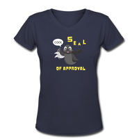 Random designs- "SEAL OF APPROVAL" Women's V-Neck T-Shirt - navy