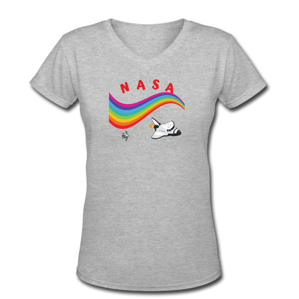 Random designs- "NASA/RAINBOW" Women's V-Neck T-Shirt - gray