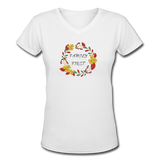 Gifts for Family- ""FAMILY FIRST" Women's V-Neck T-Shirt - white