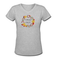 Gifts for Family- ""FAMILY FIRST" Women's V-Neck T-Shirt - gray