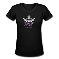 Gifts for Family- "QUEEN MOM" Women's V-Neck T-Shirt - black