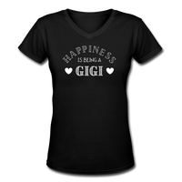 Gifts for Family- "HAPPINESS/GIGI" Women's V-Neck T-Shirt - black