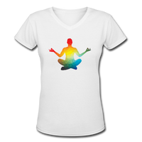 Good Vibes Clothing- "RAINBOW ZEN" Women's V-Neck T-Shirt - white